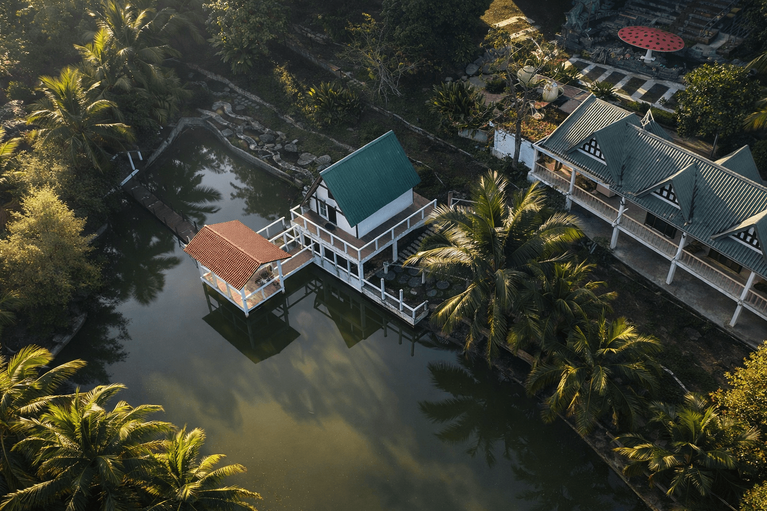 Cinta Manis Eco Resort, lakeside view surrounded by greenery